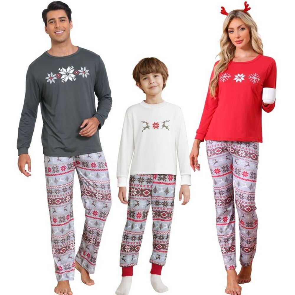 INSPIRE CHIC -  Christmas Family Pajama Sets Matching Red